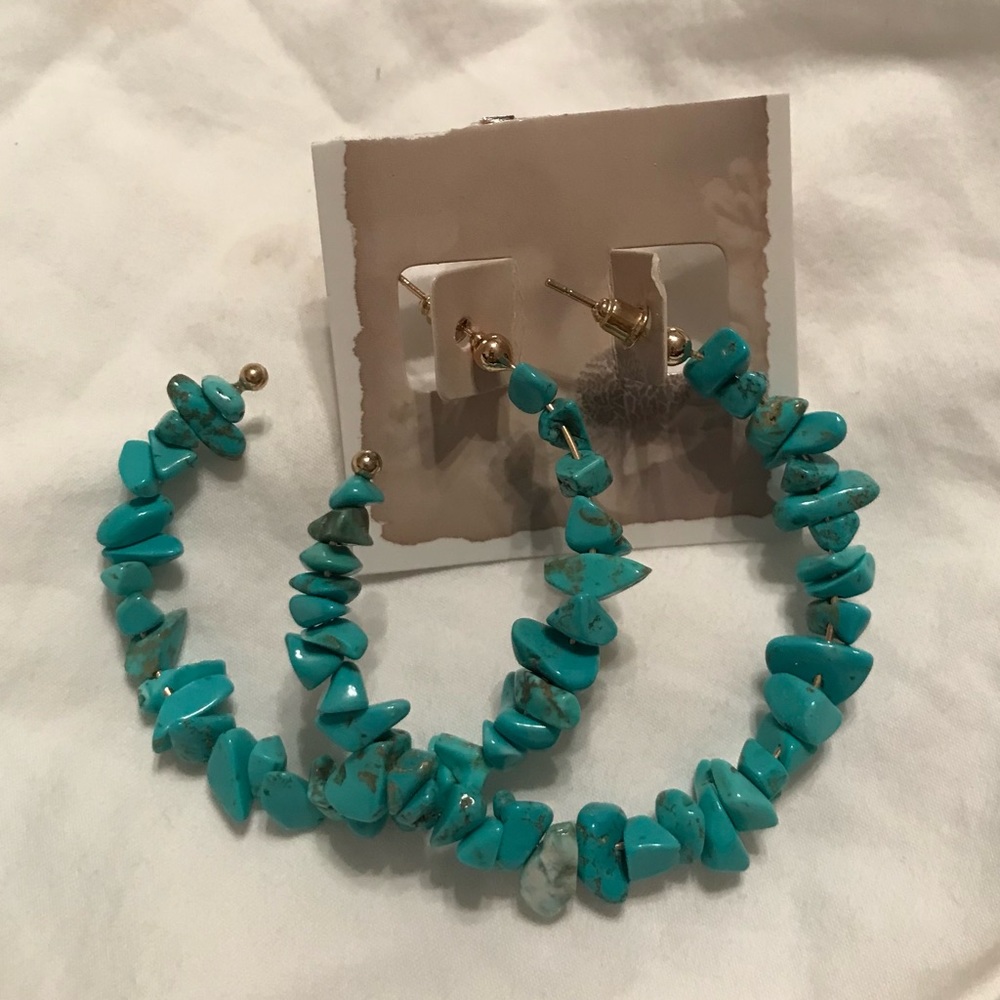 Southwest Stone Hoop Earrings